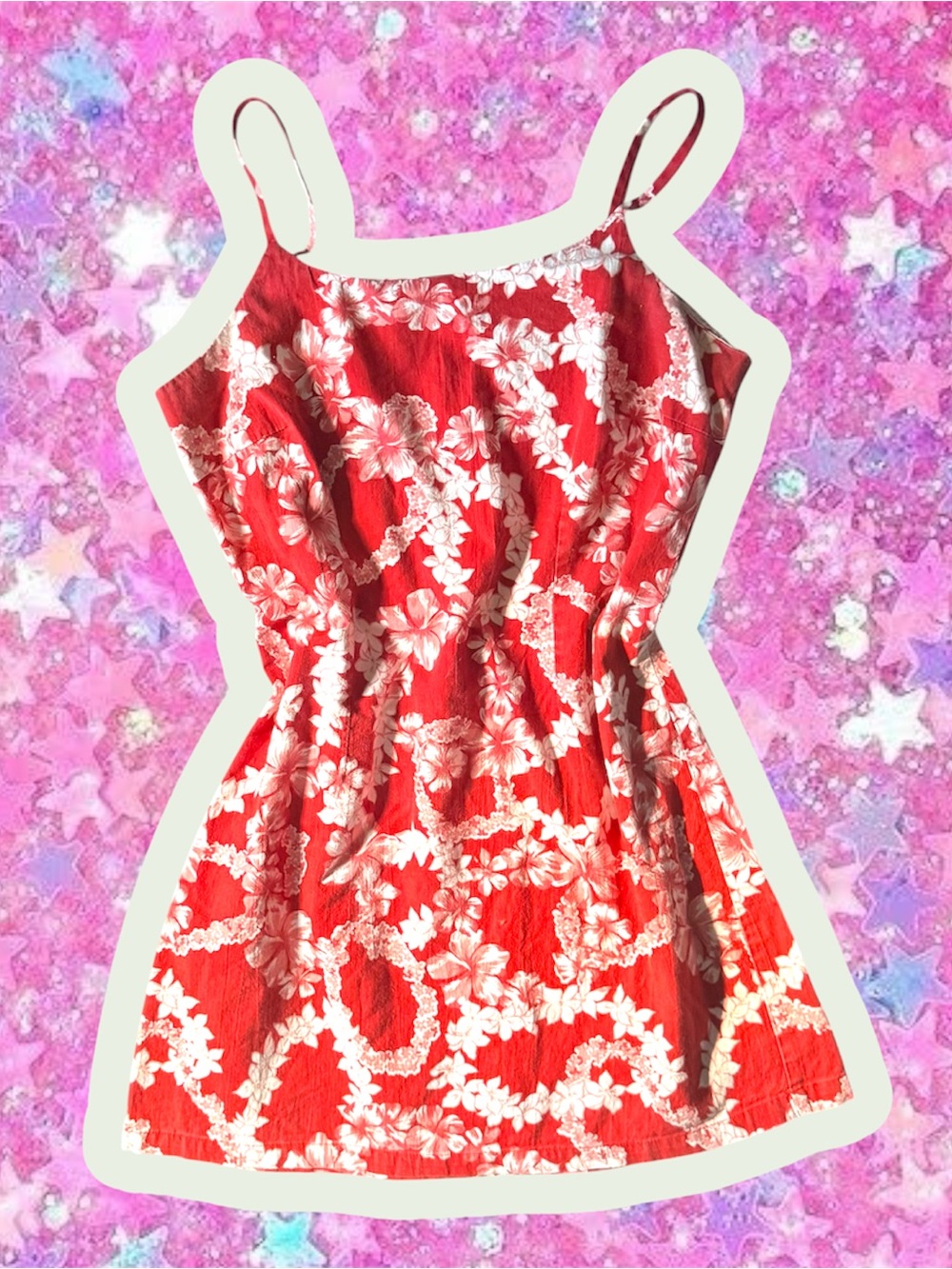 Aqua Blues y2k vintage Hawaiian floral minidress 11 slip Roxy 90s Delias dress